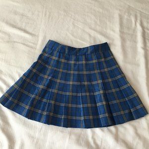 plaid school girl blue skirt - 0